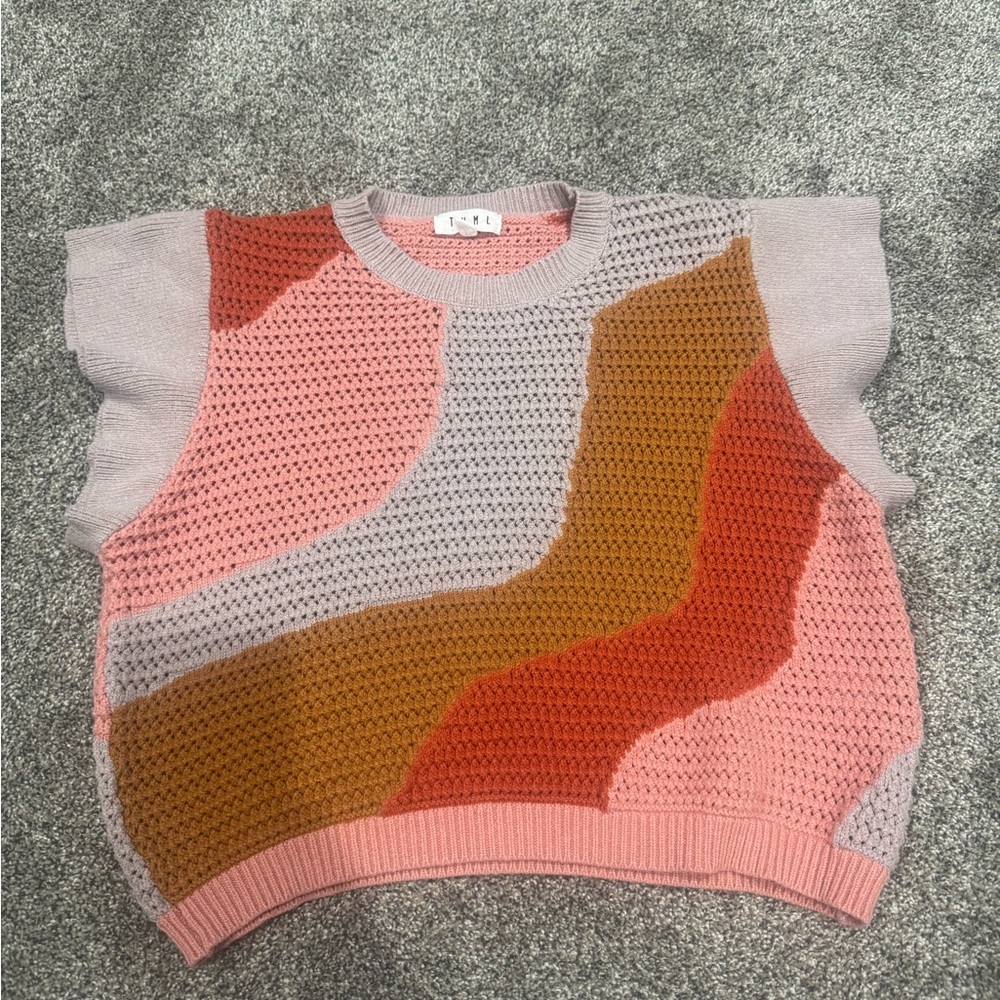 THML Pink and Orange Crew Neck Sweater